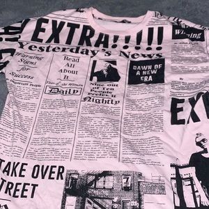 pink newspaper tee